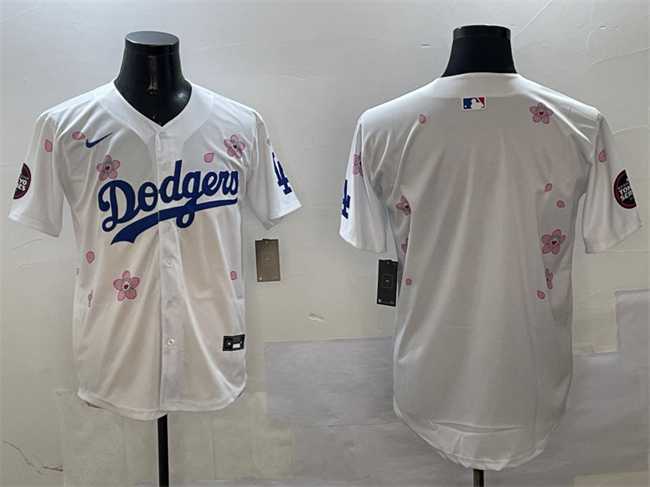 Mens Los Angeles Dodgers Blank White 2025 Tokyo Series Limited Stitched Jersey